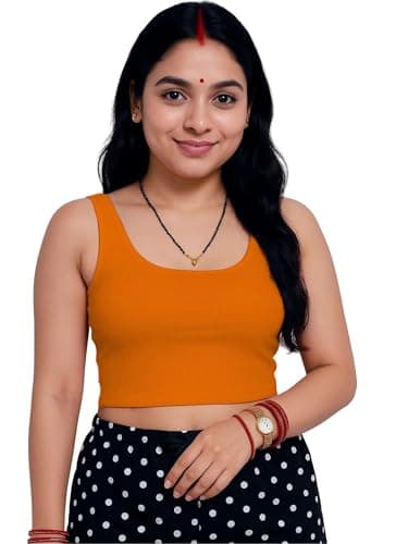 SoHot Women’s Stylish Ribbed Sleeveless Lycra Stretchable Readymade Crop Tank Top Cami Blouse for Girls 2SS7 1044 3XL ORG Orange