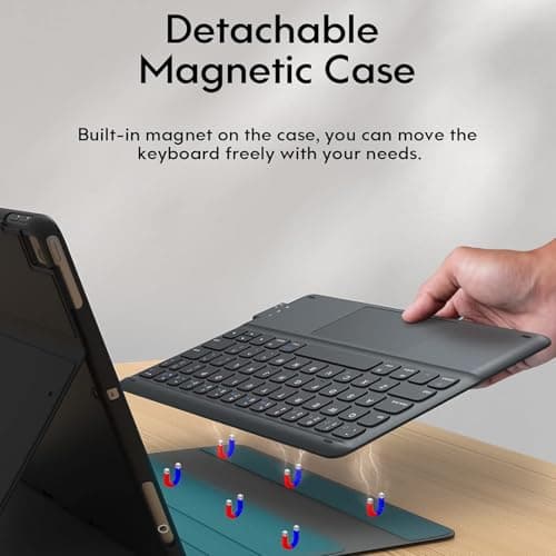 BESTOR Wireless Bluetooth Touchpad Keyboard with Pencil Holder for 7th 8th 9th Gen Bluetooth Laptop-Size Tablet Keyboard Compatible with iPad, Laptop, Tablet (Black) 2