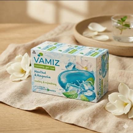 Fiama Cooling Gel Bar Soap Menthol & Magnolia, Cooling and Refreshing Bath Soap with Skin Conditioners, Long-Lasting Freshness, Hydrating Gel Formula for Men & Women. (Pack Of 3, 375g) 2