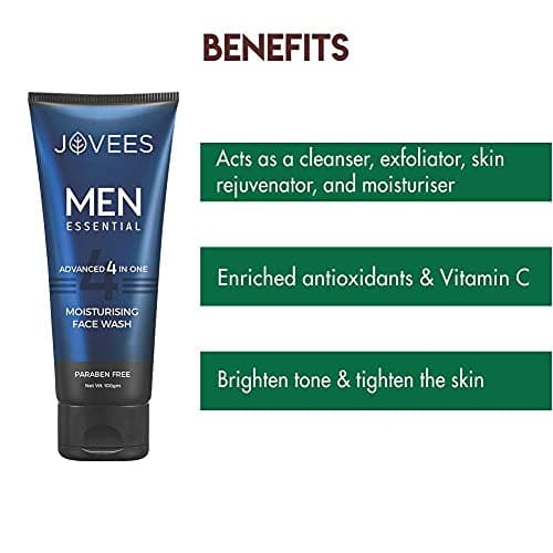 Jovees Herbal Men's Essential Advanced 4 in 1 Moisturizing Face Wash |with Vit C and Vit E | Gives Clean and Clear Skin |For All Skin Types 100g 5