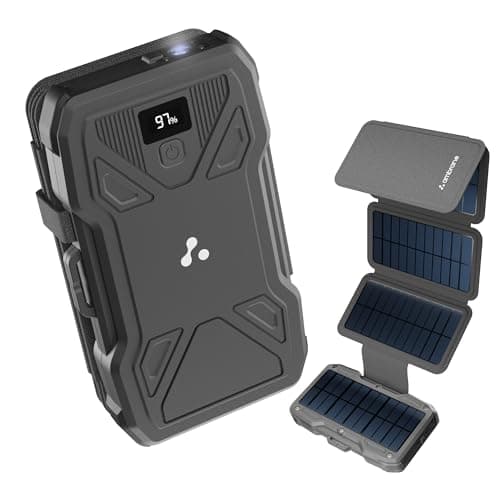 Ambrane Solar Powerbank 10000mAh with 5 Solar Panels, 5 Days Recharge time in Sunlight, 22.5W Fast Charging, USB & Type C Output for iPhone, Android & Other Devices, Led Flashlight (Solar 10k, Black)