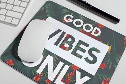 MS ART & CRAFT Good Vibes Only Tropical Mouse Pad, Gaming Mousepad with Floral Design, Non-Slip Base, 23cm x 19 cm 2