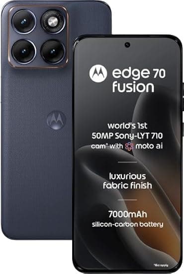 Motorola Edge 70 Fusion (Pantone Silhouette, 8GB RAM, 128GB Storage) | 6.78" 1.5K 144Hz AMOLED Display | Snapdragon 7s Gen 4 | 50MP Sony LYTIA 710 OIS Camera | 7000mAh Battery | 68W TurboPower |