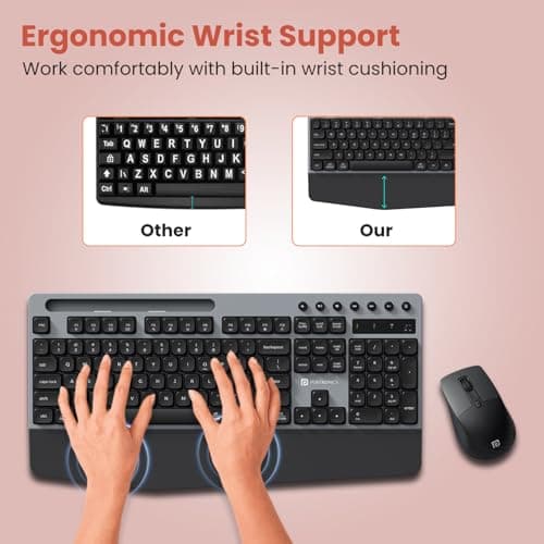 Portronics Key10 Combo Wireless Keyboard and Mouse Set with Wrist Rest, Multimedia Hotkeys, USB Receiver, Adjustable DPI, AI Assistance, Long Key Life & Click Life for PC & Laptop (Grey) 3
