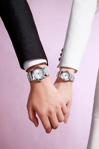 Giordano Analog Pair Watch for Unisex with Round Dial, Crystal Indices, Date Display and Stainless Steel Strap 6
