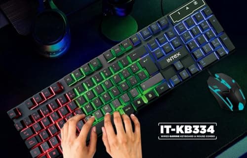 Intex IT-KB334 Wired Gaming Keyboard and Mouse Combo with RGB Backlit Keys, Optical Wired Mouse, Spill Resistant Design, USB Plug & Play, Ergonomic Setup for PC, Laptop, Windows, Linux Compatible 2