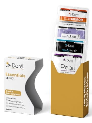 Le Dore Essential Kit With Face Wash, Sunscreen, Shampoo & Moisturiser | Mini Travel Kit | For Men & Women