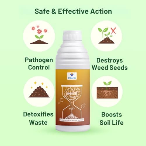 Utkarsh Composter for Quick Decomposition of Organic Waste Into Compost, Bio Waste Decomposer, Accelerate Decomposition of Kitchen, Garden Organic Waste | Set of 2 of 1 Litre; 2 Litre 3