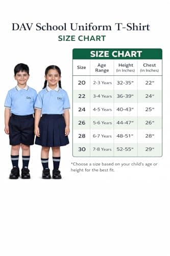DAV School Uniform T-Shirt for Both Boys & Girls | for Nursery, LKG, UKG, Class 1 and Class 2 Students. | (in, Numeric, 24, Regular) Sky Blue 2