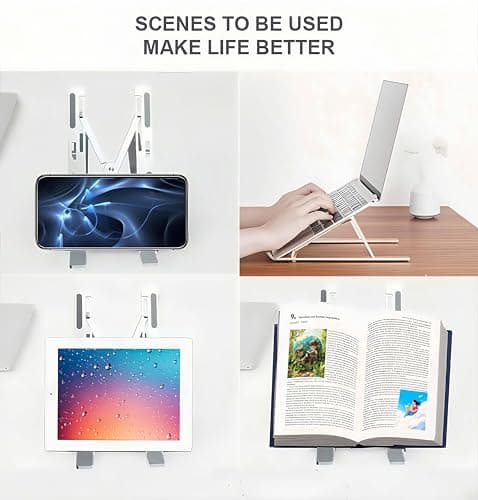 7-Level Adjustable Aluminium Laptop Stand for Desk, Foldable Riser Laptop Holder Compatible with 9–15.6 Inch Laptops, Portable Ergonomic Notebook Stand for Office & Study 3