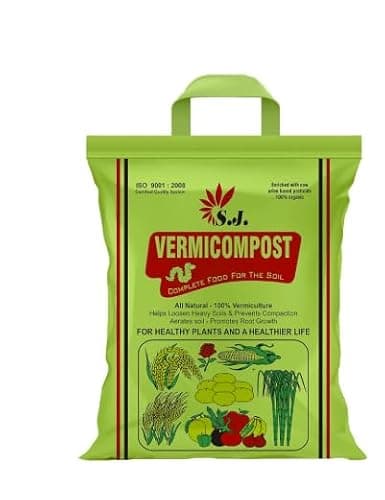 SJ Organics Vermicompost For Plants - 5 Kg | Odorless Fertilizer Powder | Ready to Use Organic Manure | Fertilizers for Plant Home Garden | Enriched Plant Food Fertilisers | Compost for Indoor plants