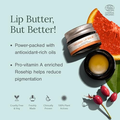 Juicy Chemistry Organic Lip Balm with Blood Orange & Rosehip, 5g | Deeply Moisturising & Brightening Lip Care | Reduces Lip Pigmentation | Dermatologically Tested | 100% Natural | Certified Organic &  4
