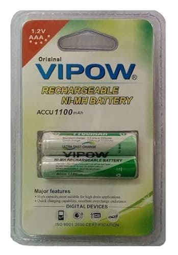 Rechargeable Ni-MH AAA 1100mAh Battery (Pack of 2) | 1.2V Long-Lasting Rechargeable Cell | Compatible with Panasonic Cordless Phones, Toys & Electronic Devices