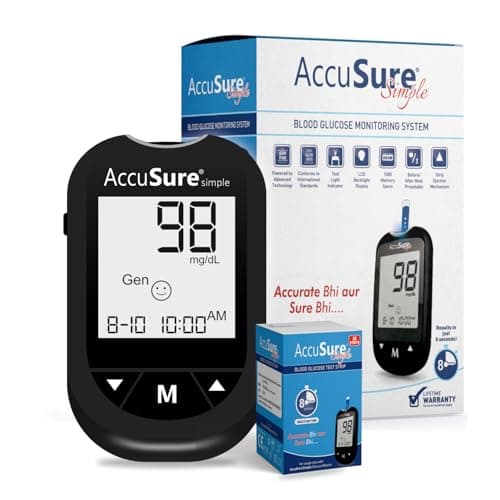 AccuSure Simple Digital Glucometer Kit |with 25 Strips,10 Lancet,1 Lancing device for Accurate Blood Glucose Sugar Testing Machine