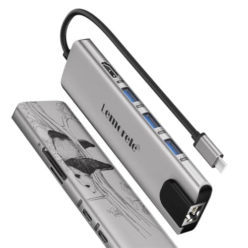Lemorele USB-C Hub for Laptop with 4K HDMI Port | 9-in-1, 100W PD, Gigabit Ethernet, 3 USB 3.0 + USB-C Data Ports, SD/TF Card Reader, Compatible with HP/Lenovo/Dell Laptops