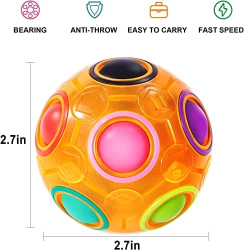 ANAB GI Magic Rainbow Ball Sensory Puzzle, Brain Teaser, Fidget Toys Cube Game, Stress Reliever, Colour Matching Puzzle Game for Kids Teens and Adults Birthday Party, Christmas Gifts Pack 2