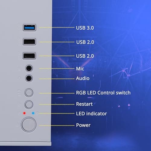 ZEBRONICS Mercury Premium Gaming Chassis with Support for mATX | Mini ITX | 240mm AIO, Dual Chamber Design, Infinity Ring ARGB Fan, Wraparound Tempered Glass (White) 5