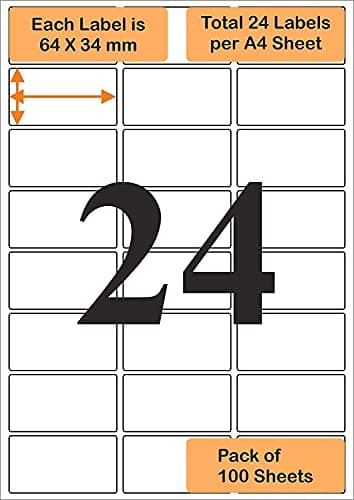 Oddy A4 Self Adhesive Paper Bar Code Stickers for Laser & Inkjet Printers - 24 Labels per Sheet - Pack of 100 Sheets 4