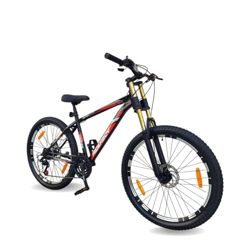 RIDERBOY 26T Steel Frame Mountain Bike with Double Crown Suspension, 21 Speed Gear, Disc Brakes, 18 Inch Frame