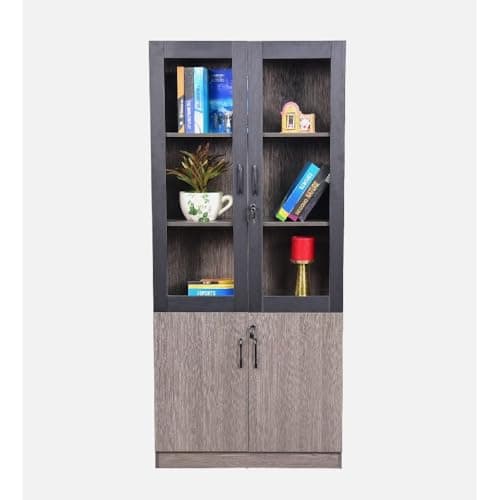Royaloak Tivoli Book Shelf 2 Door | HDF with Melamine Finish | Superior Strong Construction | Ample Storage | Closed Storage Shelves | Space Saver Design | Soft Closure Hinges | for Home, Brown 5