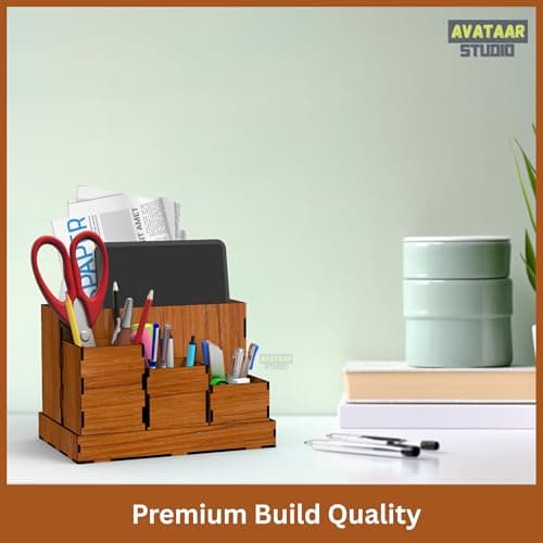 Desk Organizer with 4 Compartments Stylish Table Organizer for Office Desk Storage Box for Stationery and Accessories Unique Corporate Gift 5