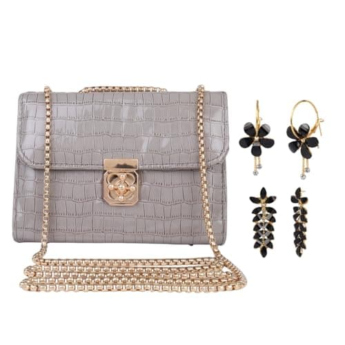 Pramadda Pure Luxury Stylish Gift combo set for women Sling Bag with Earrings | Rakhi Raksha Bandhan Gift For Sister | Birthday Gift For Girls | Festival Diwali Christmas Gift Items.