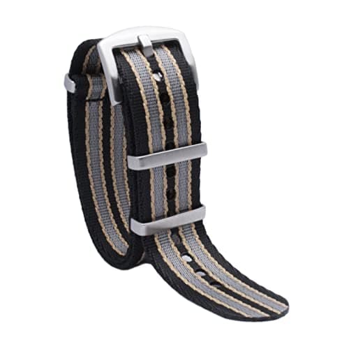 WAMD Seat Belt NATO Nylon Fabric Watch Straps/Bands - Choice of Colour & Width (Black, Beige and Gray, 22 mm) 2