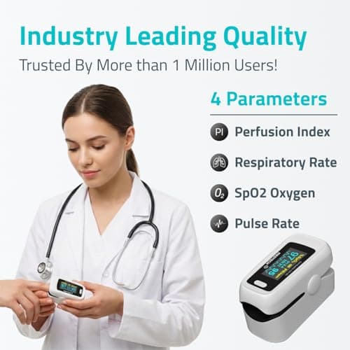 Medtech OG05 - Fingertip Pulse Oximeter | Blood Oxygen Saturation and Heart Rate Monitor | SpO2 Oxygen Meter | Finger Pulse oximeter | 4 Parameters - Perfusion Index, Respiratory Rate, Oxygen Level an 2