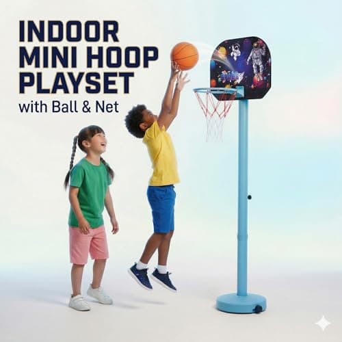 Basketball for Kids Set with Adjustable Height Stand, Basketball Hoop Toy for Kids, Indoor Outdoor Sports Game, Boys Girls Activity Play Set 2