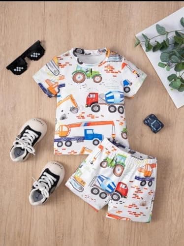 Morvinandan Kids dress for boy cotton tshirt and shorts – printed half sleeve round neck, soft fabric, summer dress for kids, baby boy summer clothes, lightweight daily outfit 3