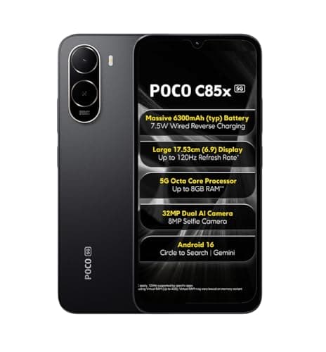 POCO C85X 5G Smartphone (Elite Black, 4GB RAM), (128GB Storage)