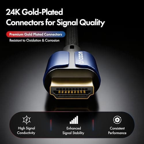 HDMI Cable V2.1 with Ethernet,Wozoyo 8k@60Hz,4K@120Hz UHD Resolution,1 Mtr braided, 48 Gbps transmission Ultra high Speed,HDR/HDR10/Dolby Vision,Dolby Atmos and DTS:X, Compatible with all HDMI Devices 5