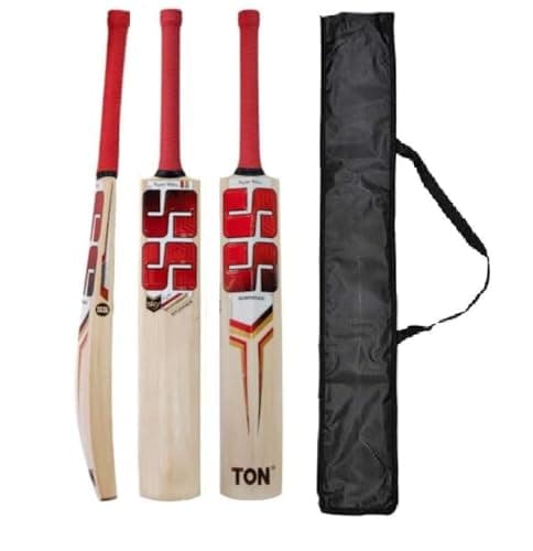 Pro Super Stroke Cricket Bat Full Size Popular Willow Cricket Bat with Bat Cover Play for Tennis Ball | Rubber Ball | Plastic Ball (S.S RED)