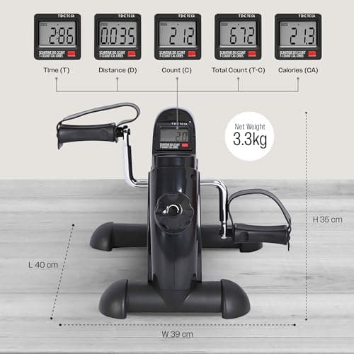 Sparnod Fitness SMB-475 Arm & Leg Mini Exercise Bike with LCD Display, Adjustable Resistance, Portable Under Desk Pedal Exerciser for Home & Office Workout, Compact Steel Frame, 120kg Capacity 5