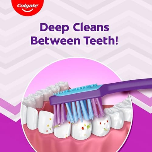 Colgate ZigZag Manual Toothbrush for adults, Pack of 6 Medium Multicolour Soft Tooth brush, Antibacterial with Compact Brush Head for Deep & Complete Cleansing 2