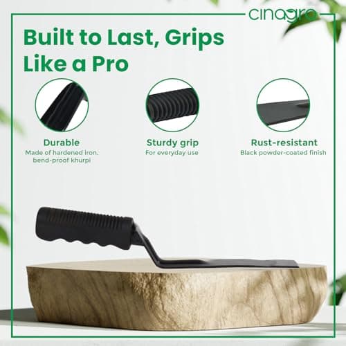 Cinagro Gardening Khurpi 1-inch Metal Blade, Tools for Soil Tilling, Rust-Free Khurpi for Garden, Plant Tool for Digging in Garden, for Indoor Gardens and Small Planters (Black) 3