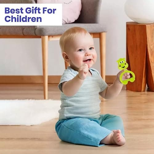 Storio Baby Products Toys 7 Pcs Rattle Set with Teathers for New Born Baby Gifts, Toy for Babies, Non-Toxic 5