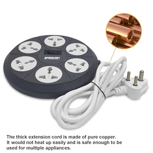 STANDLAST 6-Socket Extension Board | 3 Meter Surge Protector & 10A Spike Guard | 240V Heavy Duty Extension Cord | Universal Socket Power Strip for Home,Office,TV, PC & Appliances - Grey 5