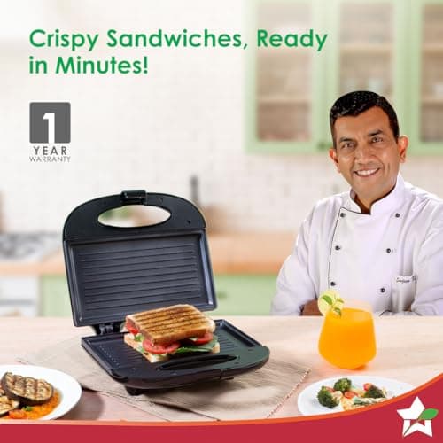 Wonderchef Prato Plus Griller (800 Watts) & Crescent Electric Kettle | Healthy Non-stick Aluminium Grill Plates | Sleek and Compact Design | 1.8 Litre Kettle Capacity | Boil Water in 5 Mins, Black 2