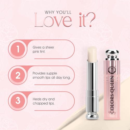 Colors Queen Lip Glow Color Changing Lip Balm | Instant Hydration, Nourishing Formula Gives Sheer Pink Tint | Repairs Damaged Barrier | Lip Balm for Dry & Chapped Lips - 3.2g 2