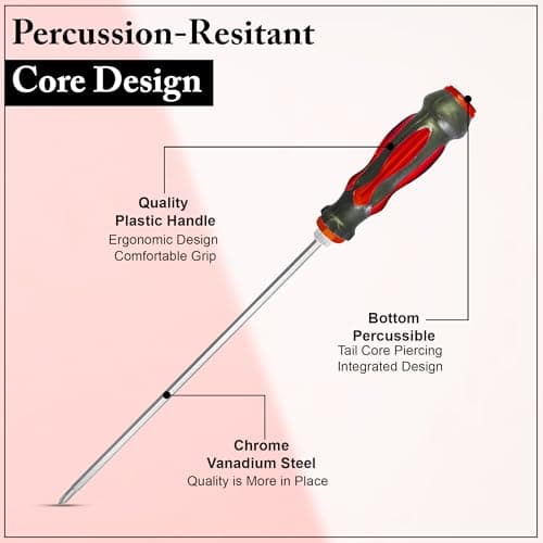 GLUN® 2 in 1 Screwdriver Hammer Head, Rubberised Handle Grip with Hammer Head 6 Inch 2 Shape Phillips, Flathead Screwdriver with Magnetic Tip 3