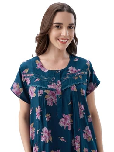 AV2 Women Printed Alpine Nightwear Nighty Maxi Blue Large 7285 4