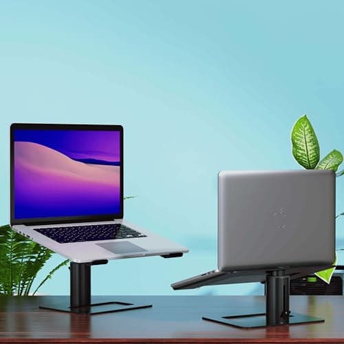 amazon basics Aluminium Laptop Riser Stand | Height Adjustable | Heat Dissipation | Universal Compatibility (Black) 5