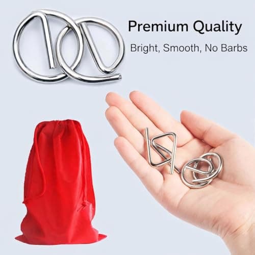 Store2508 36 Pcs Metal Wire Brain Teaser Puzzle Set for Kids Adults | Mind Games Logic IQ Puzzles | Stainless Steel Disentanglement Toys with Storage Pouch | Educational Stress Relief Gift 5