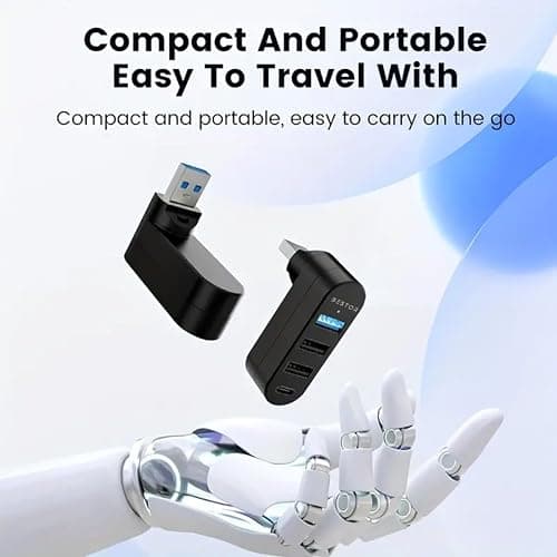 Bestor 4-Port USB 3.0 Hub, Rotatable 90°/180° USB Splitter with 3 USB Ports & 1 USB-C Power/Data Port, USB Extender for Laptop, MacBook, iMac, Mac Pro, and More 4