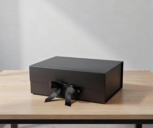Awestuffs Premium Black Gift Boxes for Gift Packaging, Reusable Decorative Gift Boxes (23 x 16 x 10 cm) for Hampers, Weddings, Birthdays, Festivals & Corporate Gifts (Pack of 1) 2
