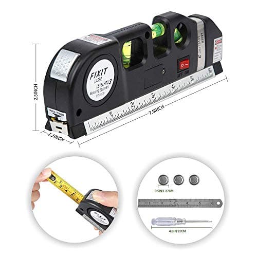 Spirit Level, Multipurpose Laser Measure Tool, Spirit Level Standard Metric Ruler Laser Measuring Tape 8ft/2.5M (1 Pack) 2