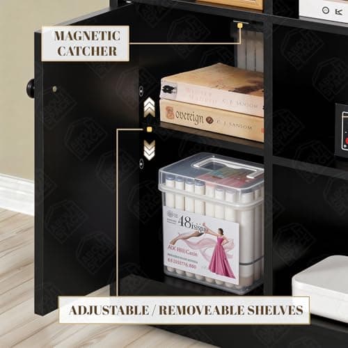 ABOUT SPACE TV Unit - Engineered Wooden TV Stand with Adjustable Shelf Storage Cabinet with Door for Console, Home Theatre, Books for Living Room - DIY Entertainment Unit for 32-50 Inch - Black 3