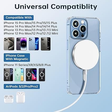 SOOPII Ultra-Slim Magnetic Fast Wireless Charger 15W, Qi-Compatible Charging Pad with USB-C, Sleek and Lightweight Design Charger for iPhone, Samsung, and All Qi Devices 5