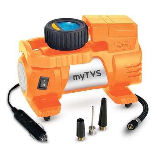 myTVS Air Thunder Digi Tyre Inflator for Car and Bike with LED Torch (100 PSI, Auto Stop, Digital Meter, Durable Metal Body, 3m Cord) | Air Pump for Car Tyre Inflator Pump TI-88, 1+1 Years Warranty